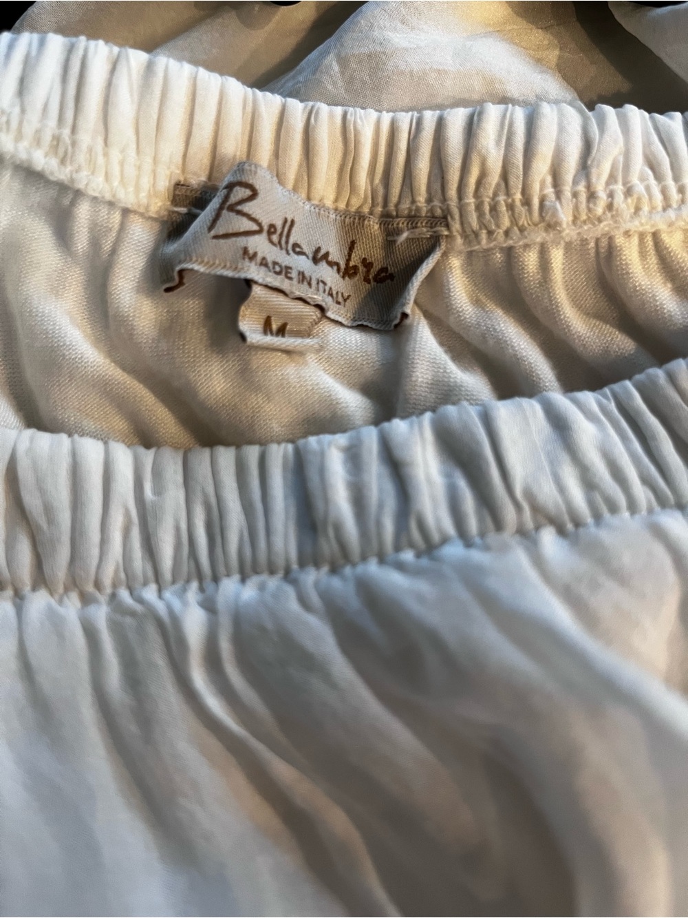Boho Romantic White 100% Italian Silk Blouse Lace Sleeves Off Shoulder Size M - Picture 10 of 12
